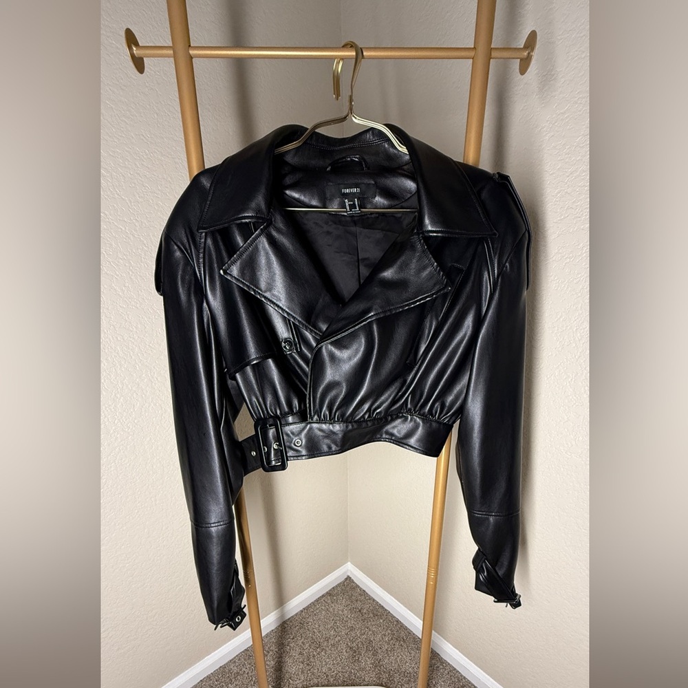 Forever 21 Glossy Black Leather Jacket